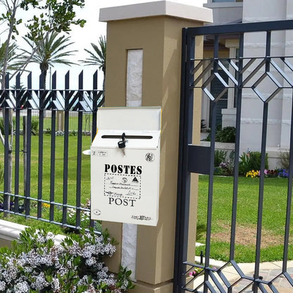Locking Metal Mailbox Wall Mounted Key Lock Post Box Letter Box Beige