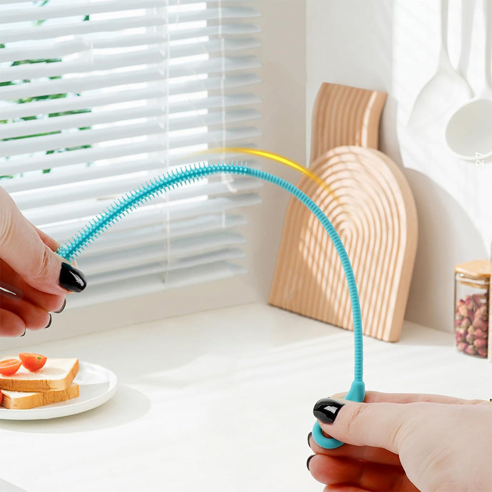 2Pcs Silicone Straw Cleaner Brushes Reusable Straw Cleaner with Bendable Steel Core Blue