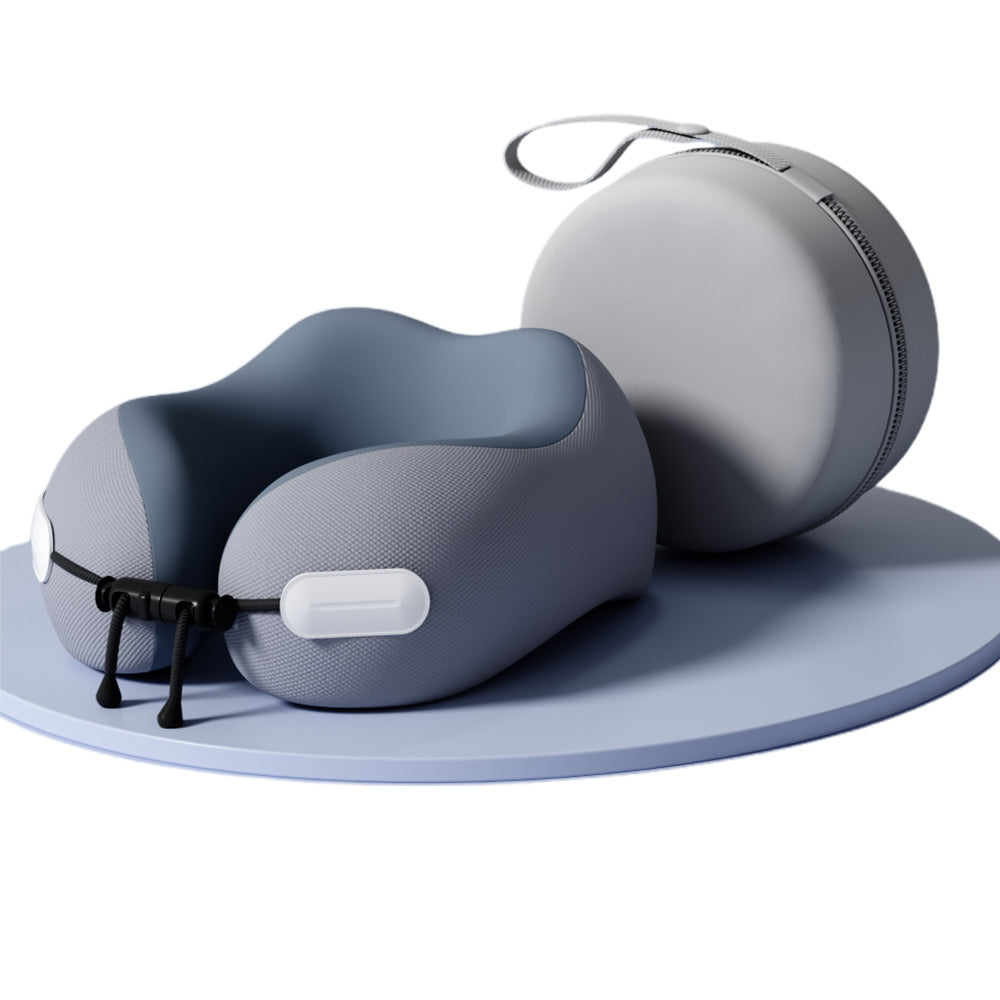 Memory Foam Travel Pillow Neck Support Pillow with Storage Case Gray