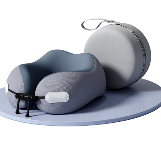 Memory Foam Travel Pillow Neck Support Pillow with Storage Case Gray