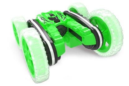 Remote Control Car 360 Degree Rotating RC Cars with Cool Spray 2.4Ghz Double Sided RC Stunt Car with Cool Lights-Green