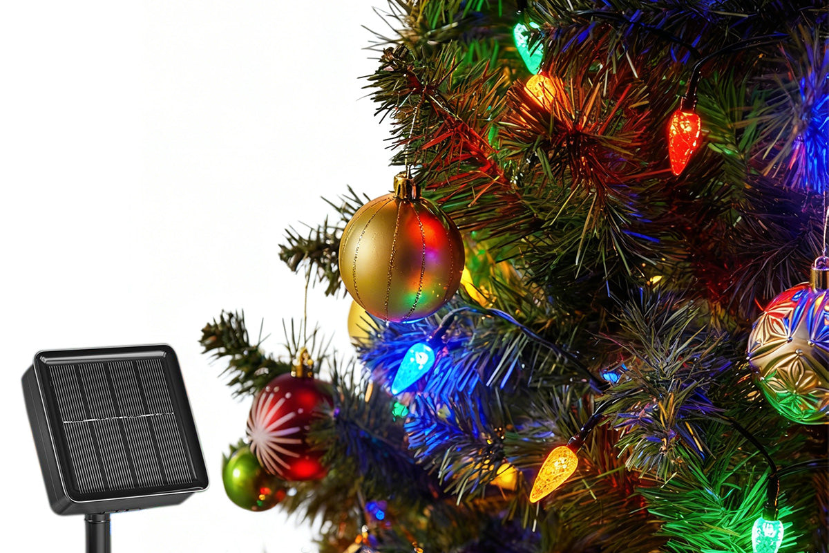 7M Solar Strawberry String Lights Waterproof Christmas Decor-Multicolor