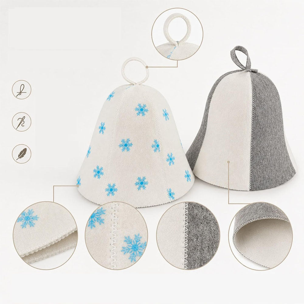 2Pcs Wide Brim Felt Sauna Hat
