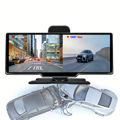 10.26 Inch IPS Portable Wireless Carplay Android Auto Screen with Dual Dash Cam