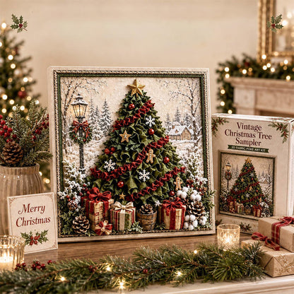 Framed Christmas Yarn Poke Fabric DIY Decoration Kit for Adults - Christmas Tree
