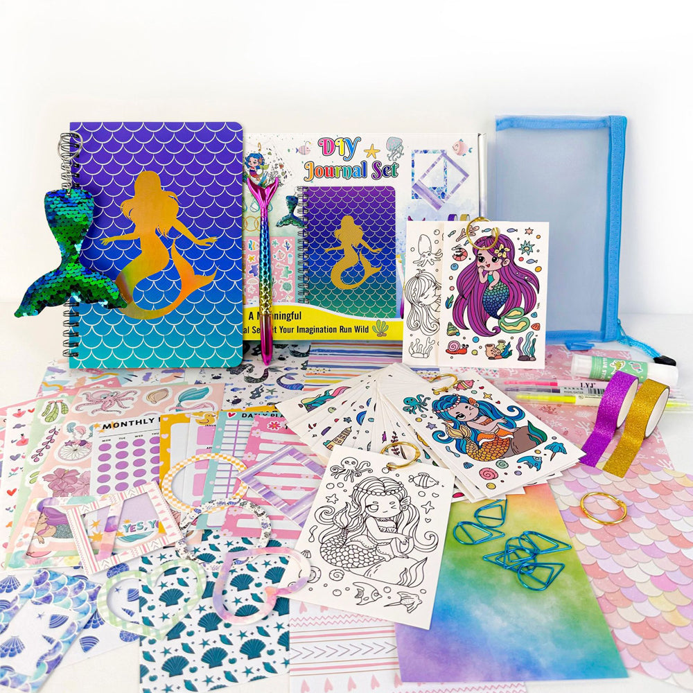 Mermaid DIY Journal Kit for Girls Scrapbooking and Diary Supplies Stickers Set