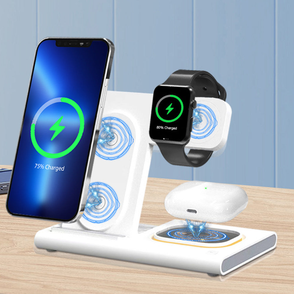 3-in-1 Wireless Charger Station Fast Charging Dock for Samsung Watch Wireless Charging Phone Headphones White