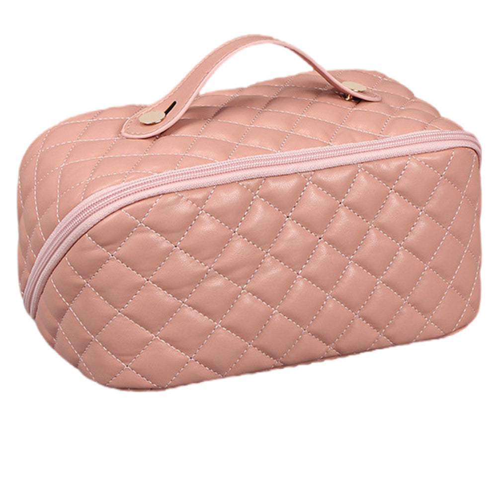 Women Cosmetic Bags Travel Cosmetic Bag For Women PU Leather Skincare Bags Toiletry Bag -Pink