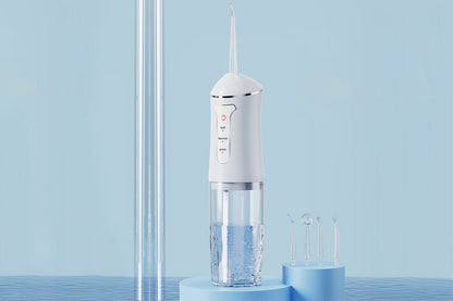 Cordless Electric Water Flosser Teeth Cleaner Floss Irrigator With 4 Jet Tips-White