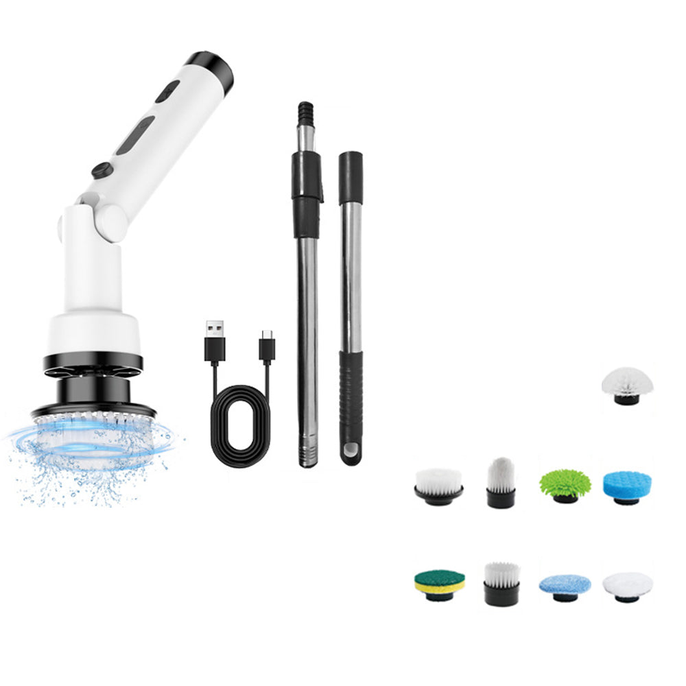 9 in 1 Cordless Spin Scrubber Electric Cleaning Brush Set-White