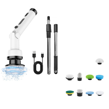 9 in 1 Cordless Spin Scrubber Electric Cleaning Brush Set-White