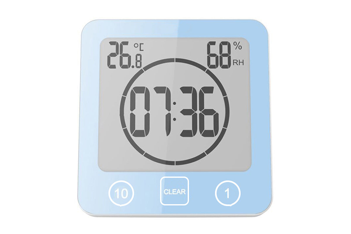 Water-Resistant Digital Bathroom Shower Clock Timer - Blue