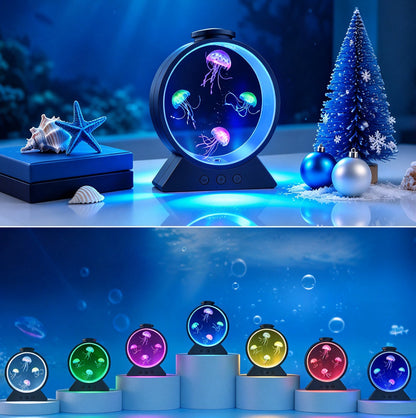 7 Color Breathing Gradient Jellyfish Lamp Mood Desk Lamp - Black
