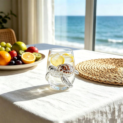 3D Ocean Animal Glass 350ml Borosilicate Wine Glass - Turtle