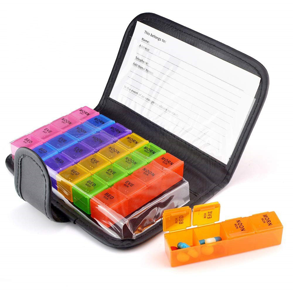 Weekly Pill Organizer Individual Medicine Containers for Vitamins Supplements-Colorful