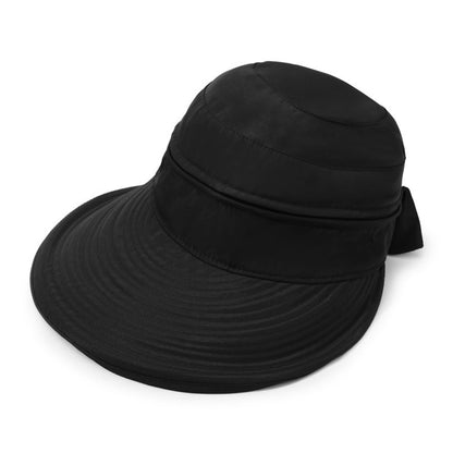 2 in 1 Detachable Zipper Wide Brim Sun Hat for Women - Black