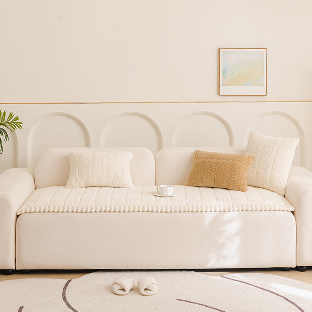 Pet Sofa Cover Non Slip Couch Protector Corduroy Thick Mat-White