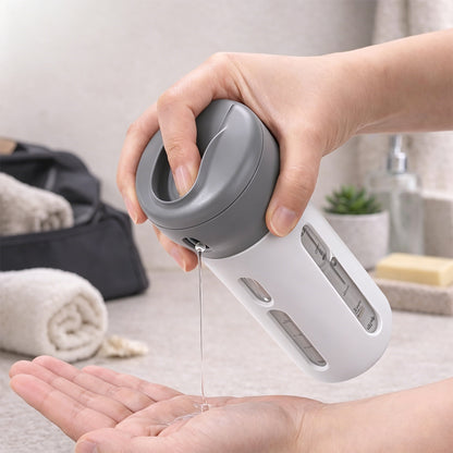 4-In-1 Travel Dispenser Bottle Set for Shampoo Lotion-Grey