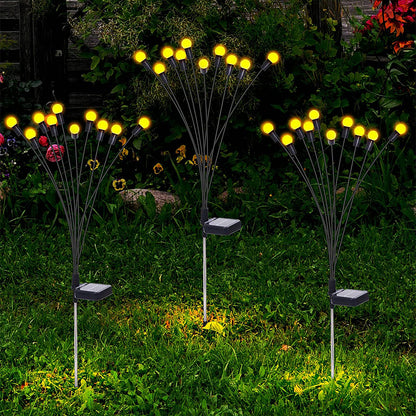 Solar Garden Lights 2Pcs 10LED Solar Powered Firefly Light Ground Patio Stake Walkway Lamp Outdoor Garden Decor -Yellow