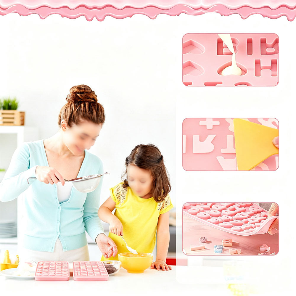 4 Piece Silicone Letter Number Chocolate Molds