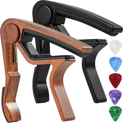 Guitar Capos with 5 Guitar Picks for Acoustic Electric Bass Guitar Ukulele