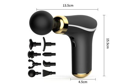 Mini Massage Gun Portable Deep Tissue Percussion Muscle Massager with 3 Levels 8 Massage Heads-Black