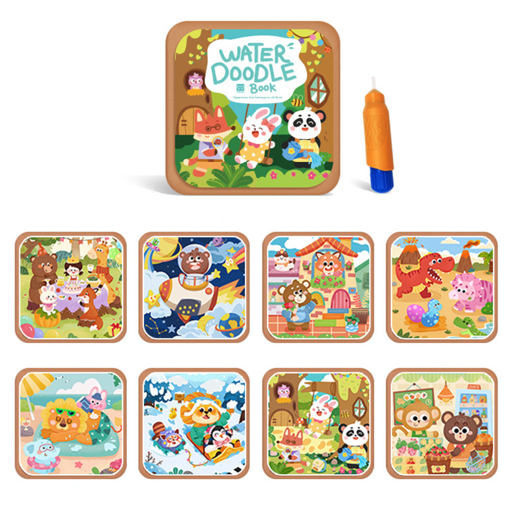 Reusable Water Coloring Book Water Doodle Painting Book Toy for Kids Style 1
