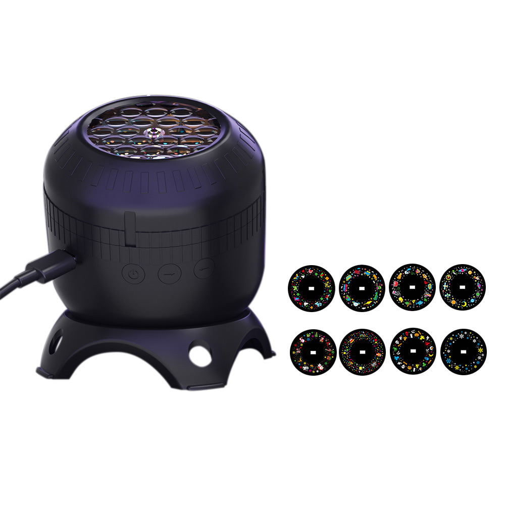 Christmas Projector Lights with 8 Pattern Festival Decoration Projector for Bedroom Living Room Car - Black
