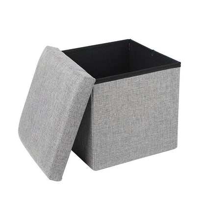 Foldable Storage Ottoman Shoe Bench with Thick Foam Lid - Grey