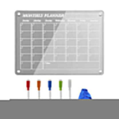 Acrylic Magnetic Calendar for Fridge Clear Dry Erase Board Planner with 5 Colorful Markers Monthly Style