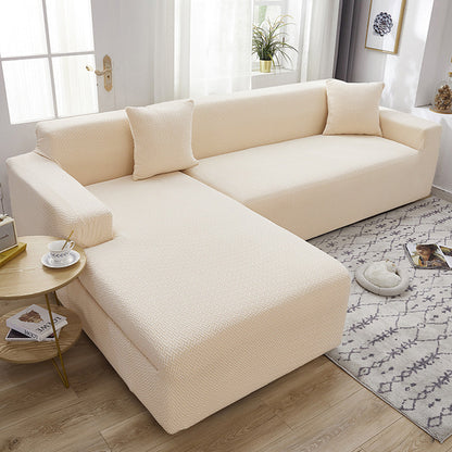 Elastic Full-Cover T-Shaped Jacquard Universal Sofa Slipcover for 1-4 Seater-Yellow
