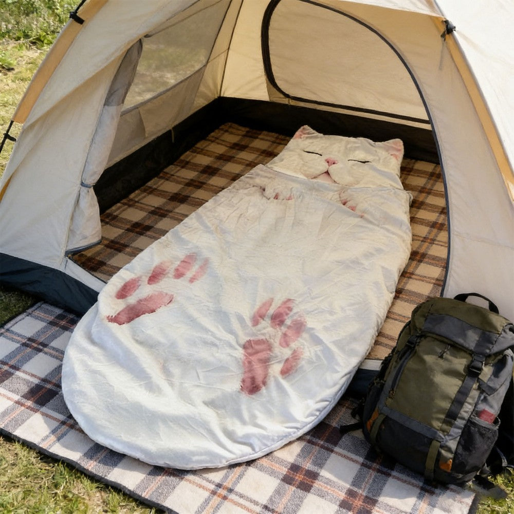 Cat Sleeping Bag Wearable Blanket for Camping Sleepovers Home Lounging Style1