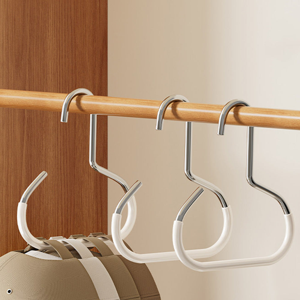 8 Piece Iron Ring Hat Storage Hooks for Closet Cap Scarf and Bag Hangers - White
