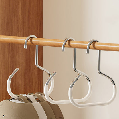 8 Piece Iron Ring Hat Storage Hooks for Closet Cap Scarf and Bag Hangers - White