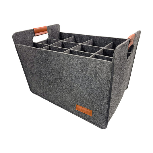 12-Compartment Bottle Wine Tote Bag Wine Carrier Tote Grey