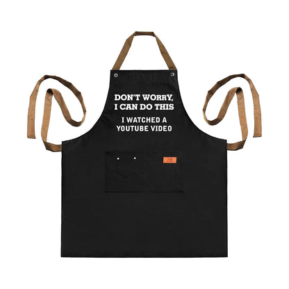 3 Pockets Cooking Apron Kitchen Letters Printed Adjustable Apron Style 2