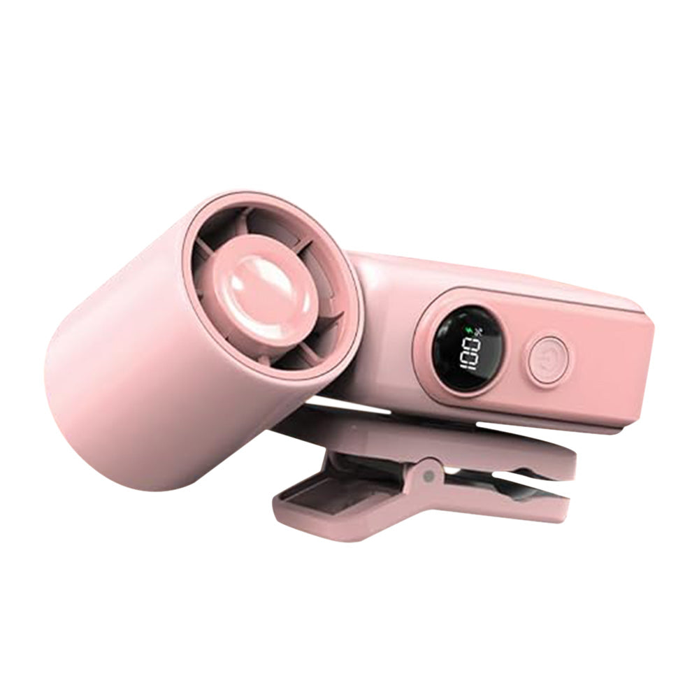 Clip On Handheld Turbo Fan with LED Display 4 Speeds and 180 Degree Tilt - Pink
