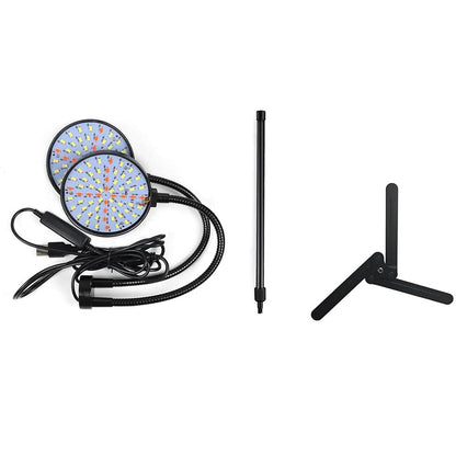 LED Grow Light with Dual Heads Full Spectrum Adjustable Plant Lamp for Indoor Plants Black