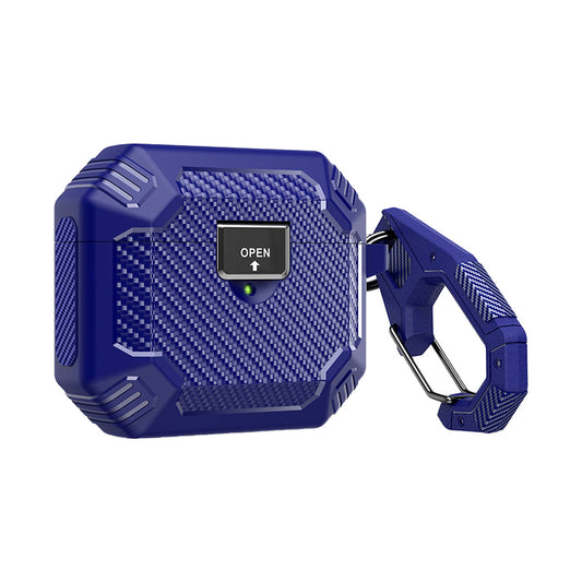 For Airpods Pro2nd Generation Magnetic Switch Case Shockproof Rugged Protective Cover with Keychain Blue