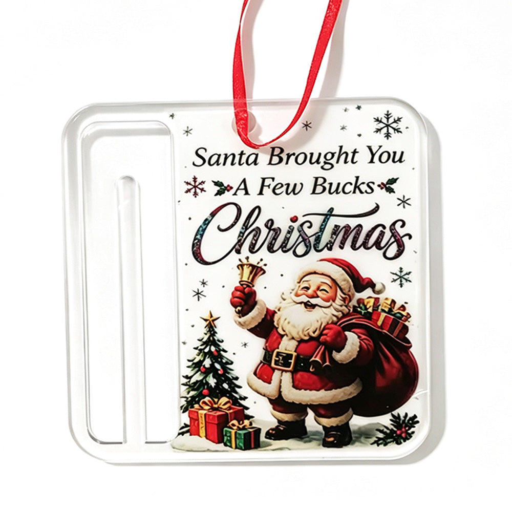 4 Piece Christmas Cash Gift Holder Ornaments with Ribbons