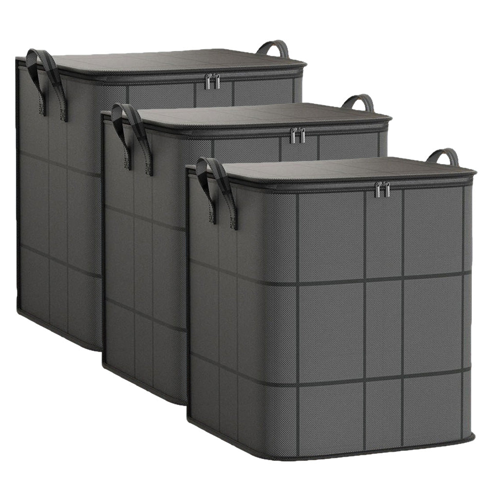 3 Pack 180L Foldable Clothes Storage Bags with Handles