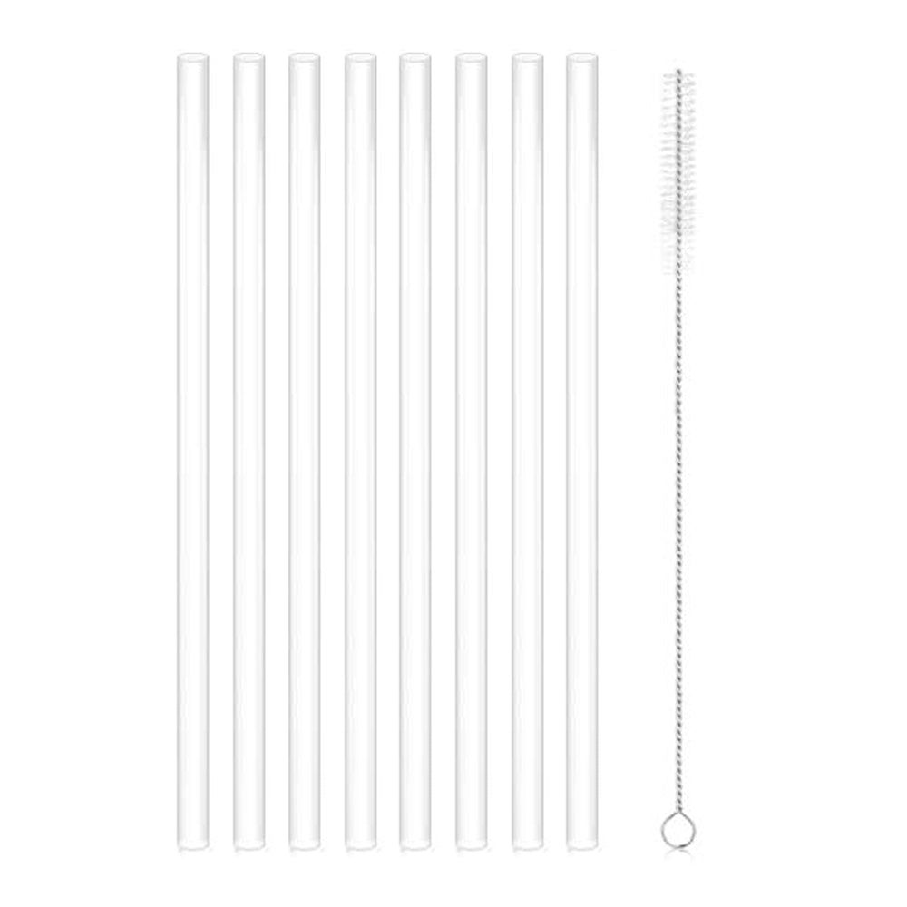 Set of 8Pcs Clear Replacement Straw Compatible with Stanley Cup Tumbler Reusable Straws with Cleaning Brush