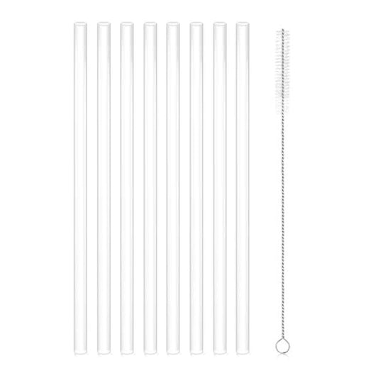 Set of 8Pcs Clear Replacement Straw Compatible with Stanley Cup Tumbler Reusable Straws with Cleaning Brush