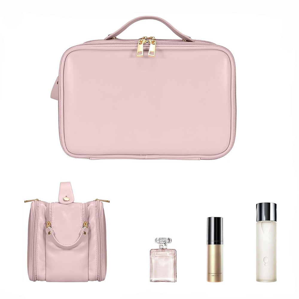 Large Capacity Travel Makeup Bag Portable Cosmetic Organizer Storage Toiletry Bags-Pink