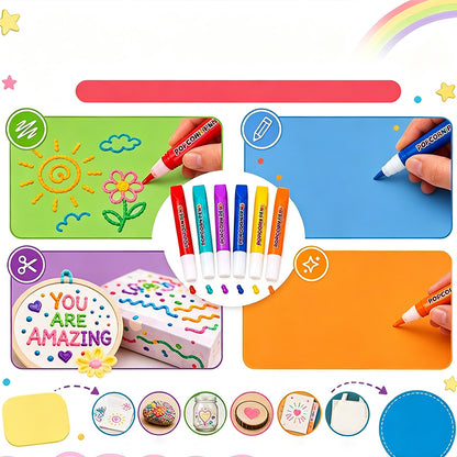 6 Pieces DIY 3D Bubble Pen Puffy Paint Pen for Multi Surface Craft