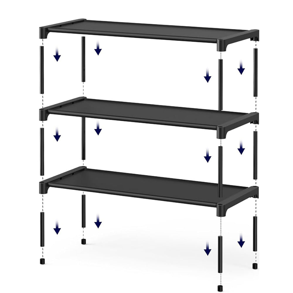 3 Tier Stackable Shoe Rack Shelf Shoe Organizer For Closet Entryway Garage