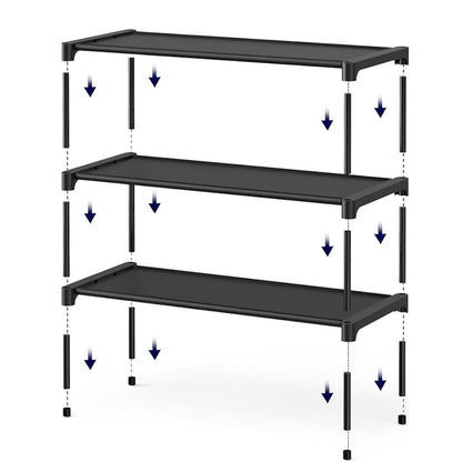 3 Tier Stackable Shoe Rack Shelf Shoe Organizer For Closet Entryway Garage