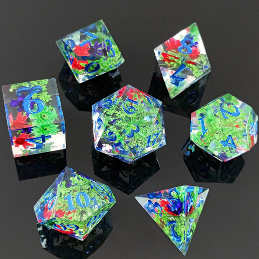 7Pcs Set DND Dice Resin Dice Table Games Accessories Style 1