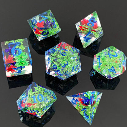 7Pcs Set DND Dice Resin Dice Table Games Accessories Style 1