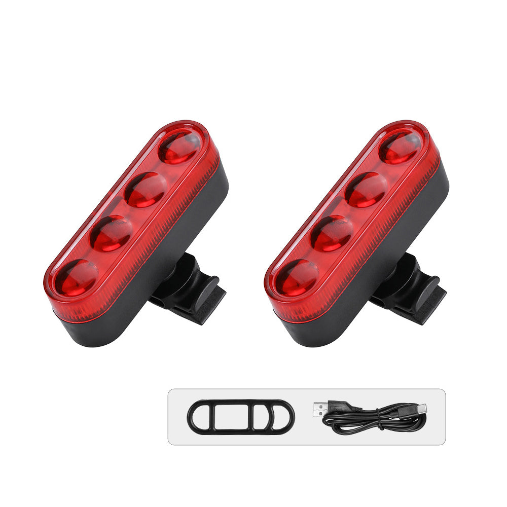 2Pcs Bike Tail Light 4 Modes Bike Rear Light Waterproof Bicycle Taillight-Red